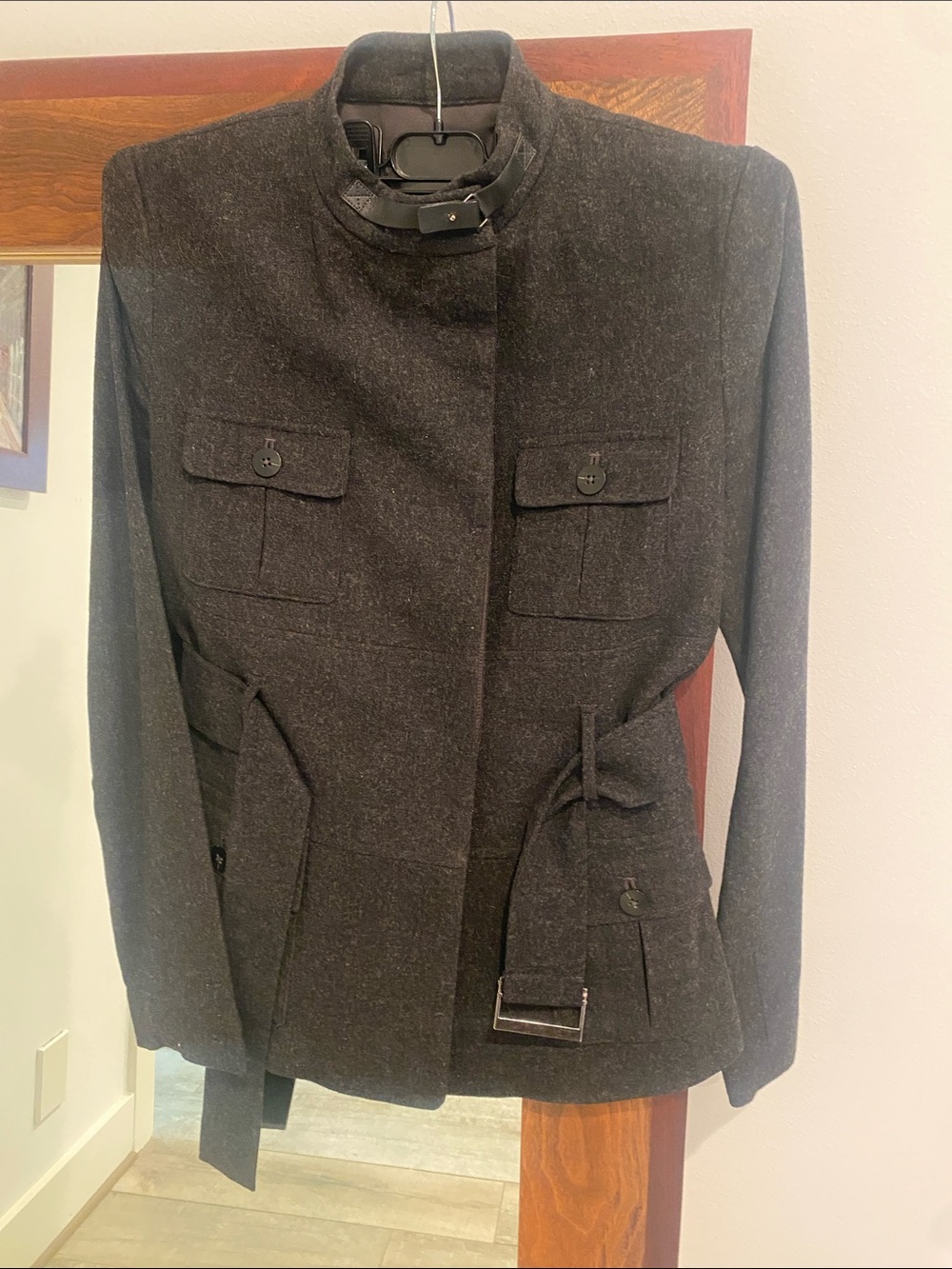 Victoria's Secret Black Military-Style Belted Utility Jacket